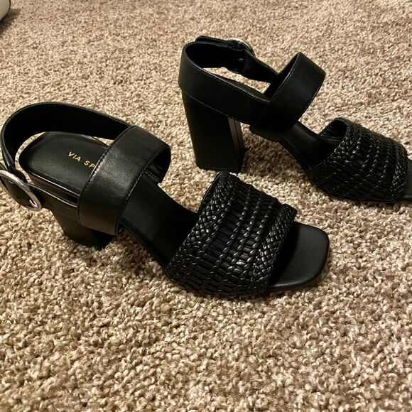 Via Spiga Evelyne Black Sandal with Block Heel - Picture 2 of 8